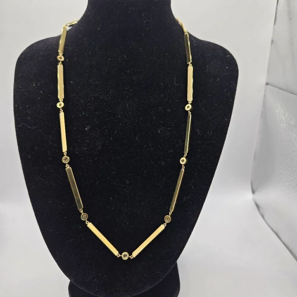 Michael Kors Gold Tone Necklace Rhinestone Accents 18 Inches